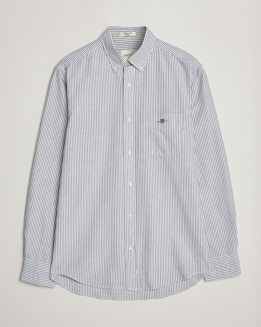 Gant Regular Fit Striped Oxford Shirt Persien Blue – Wit