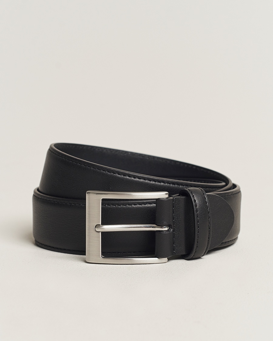 Canali Classic Leather Belt Black Calf – Zwart