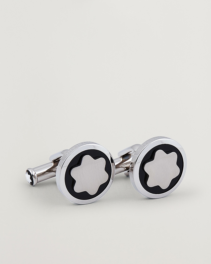 Montblanc Cufflinks Steel Snowcap Onyx – Zilver