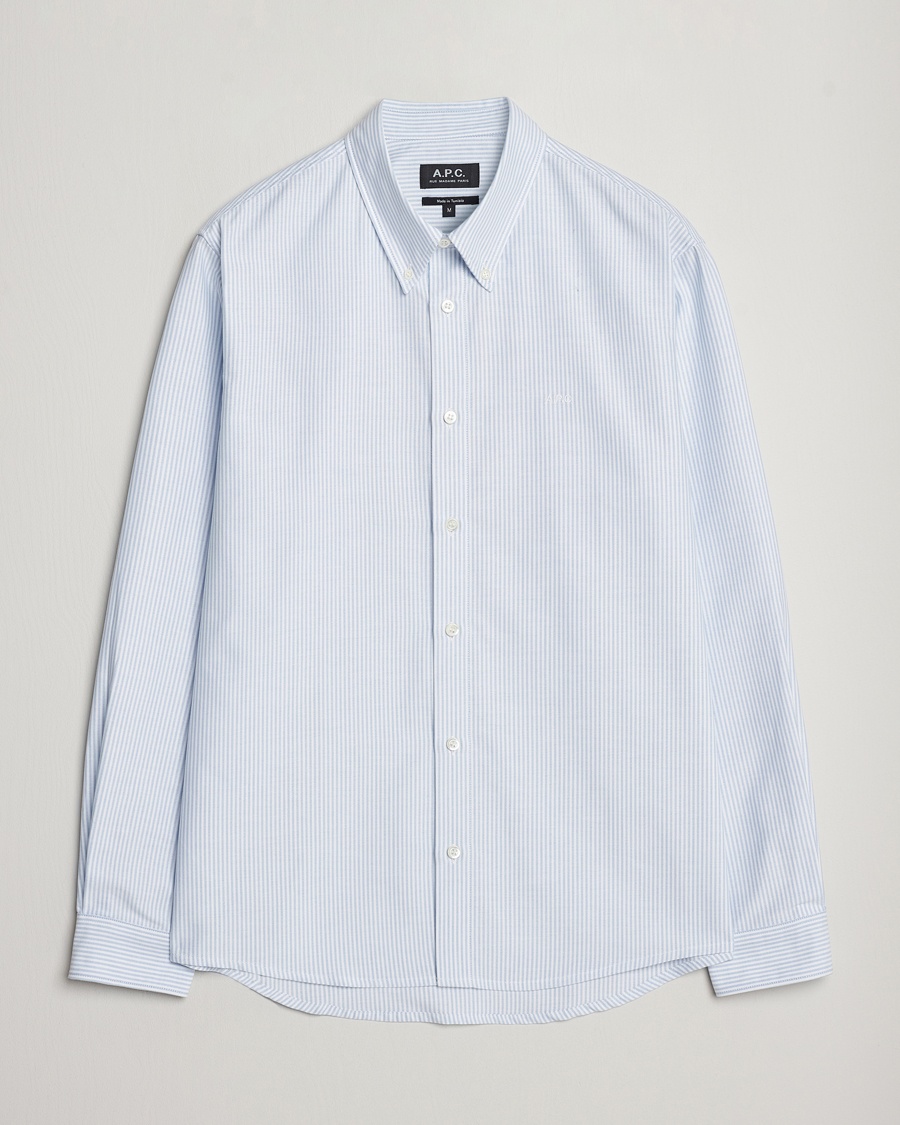 A.P.C. Greg Striped Oxford Shirt Blue/White – Blauw