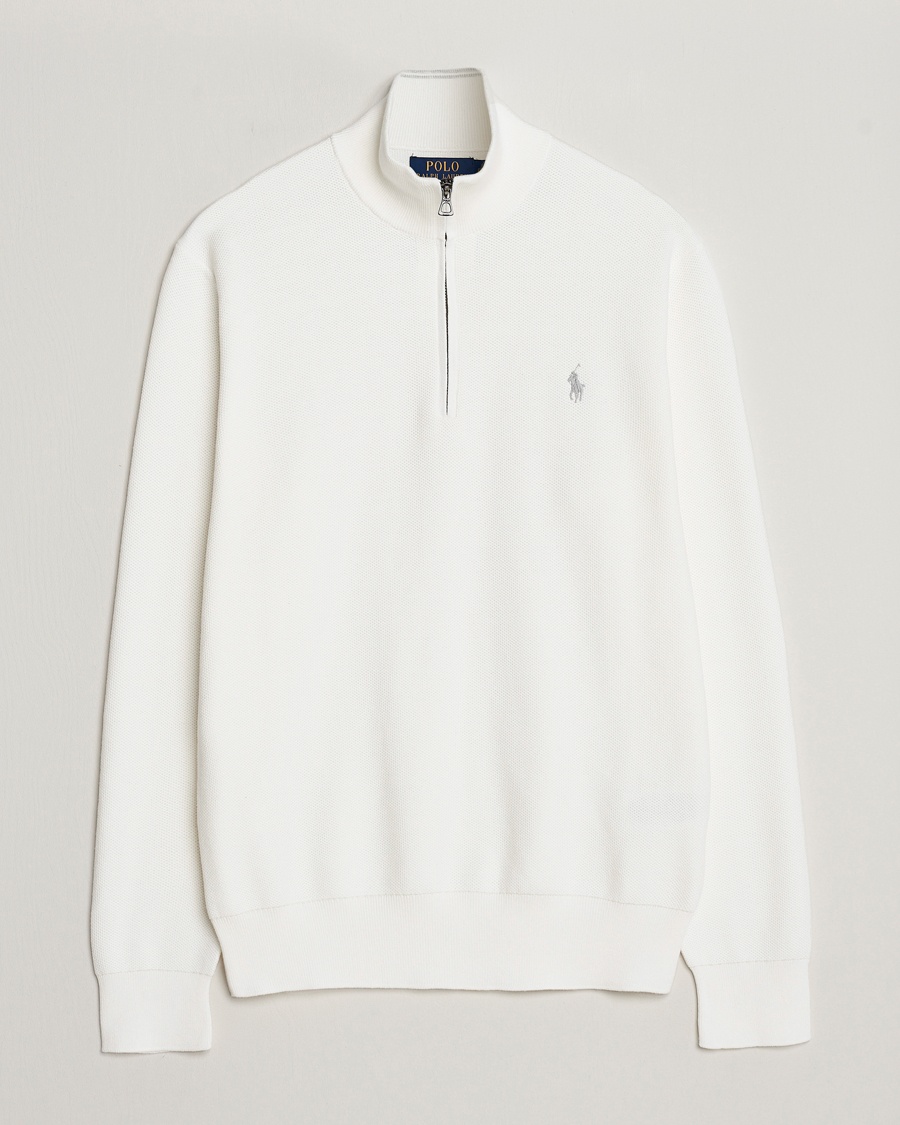 Polo Ralph Lauren Textured Half Zip Deckwash White – Wit