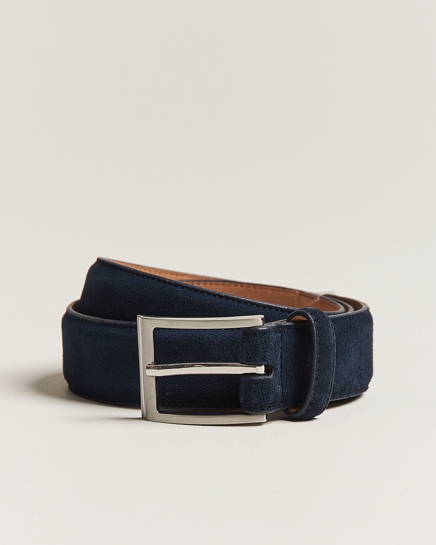 Loake Shoemakers William Suede Belt Navy – Blauw