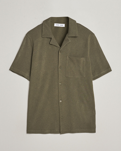 Heren | Overhemden | Samsøe & Samsøe | Samartin Cotton/Linen Short Sleeve Shirt Dusty Olive