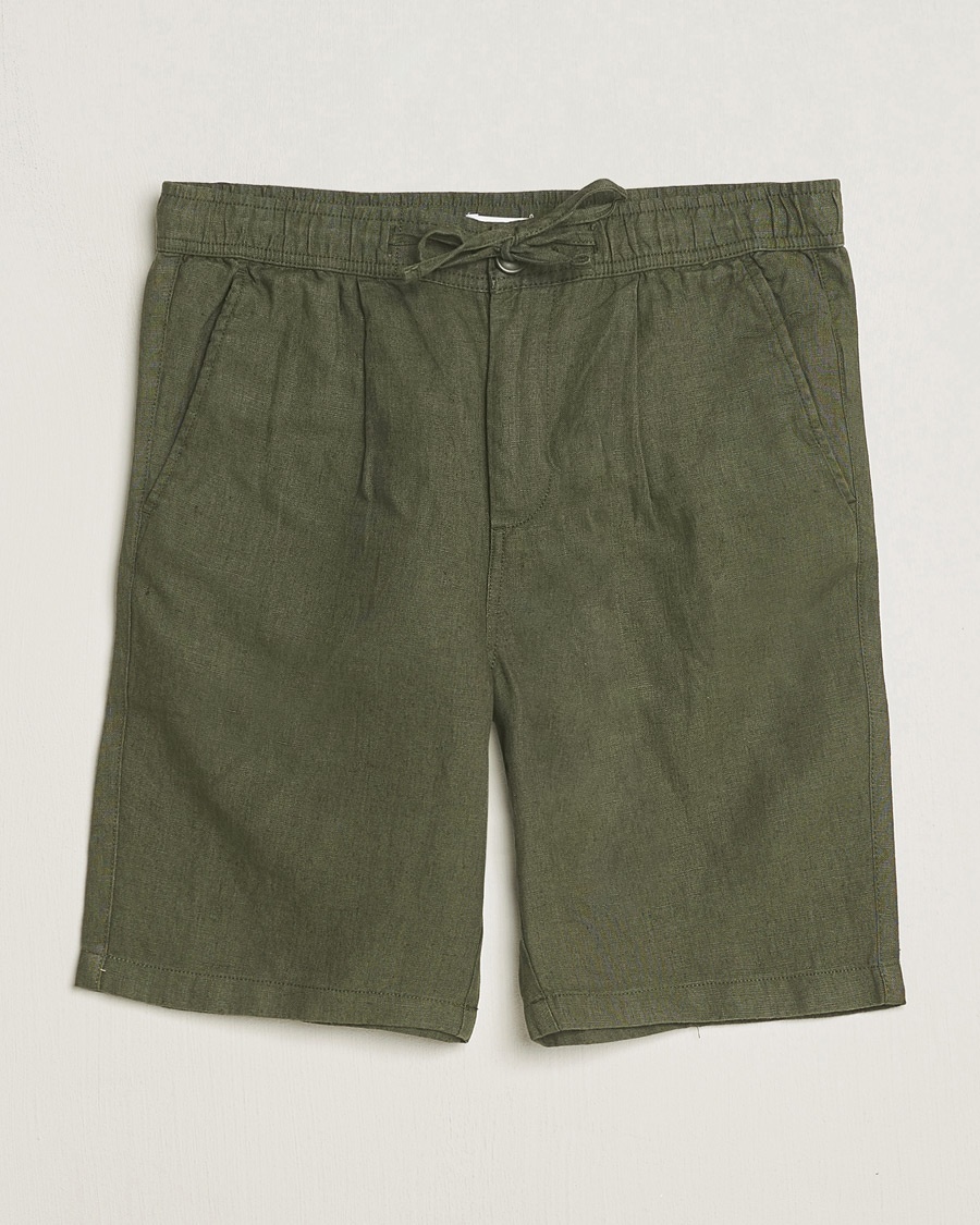 KnowledgeCotton Apparel Loose Linen Shorts Burnt Olive – Groen