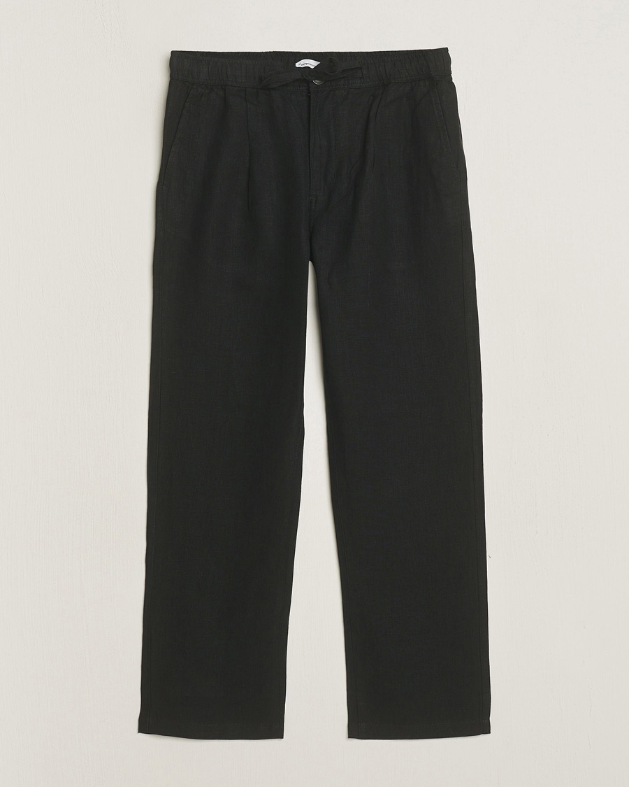 KnowledgeCotton Apparel Loose Linen Pants Black – Zwart