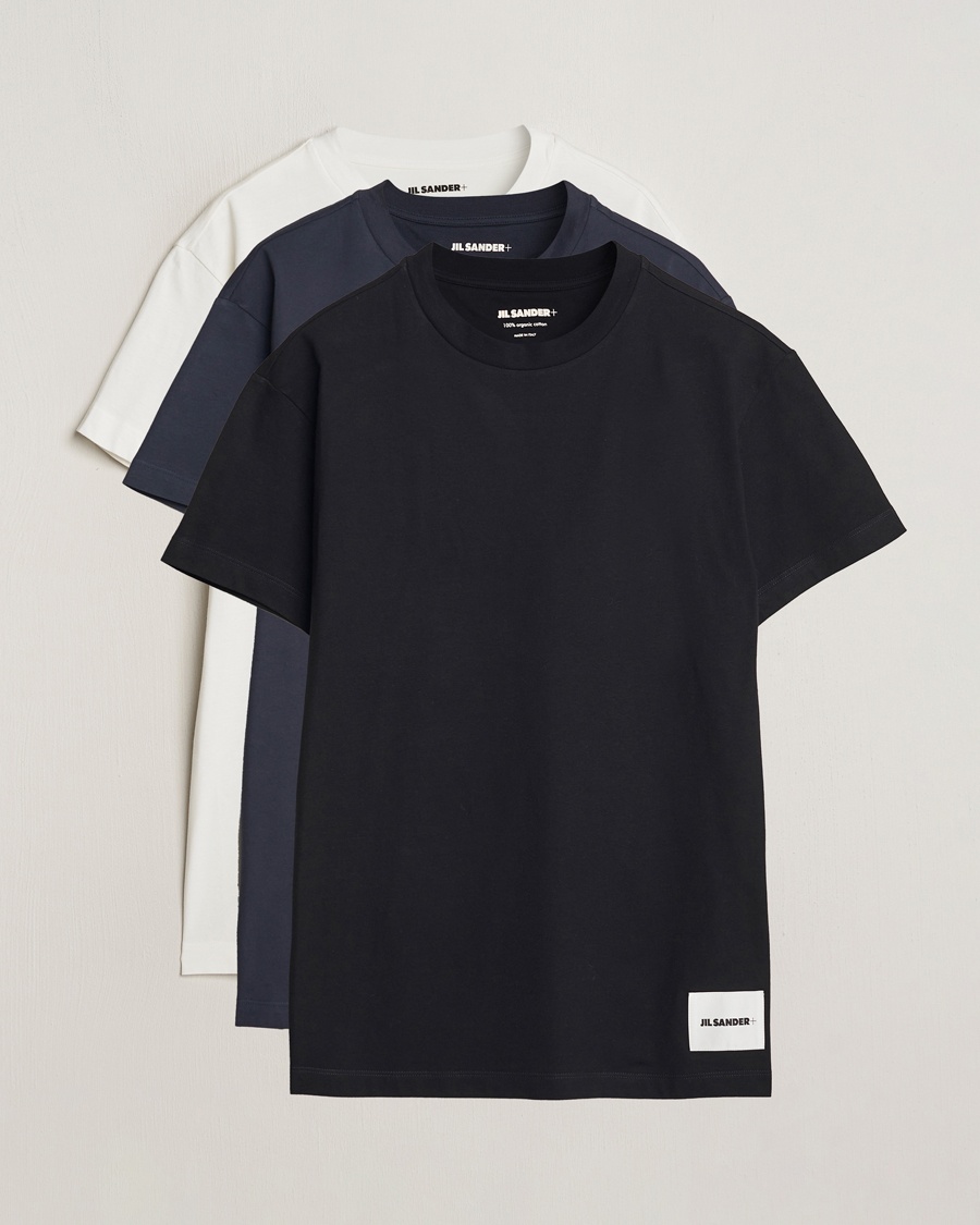 Jil Sander 3-Pack Short Sleeve T-Shirts White/Navy/Black – Blauw