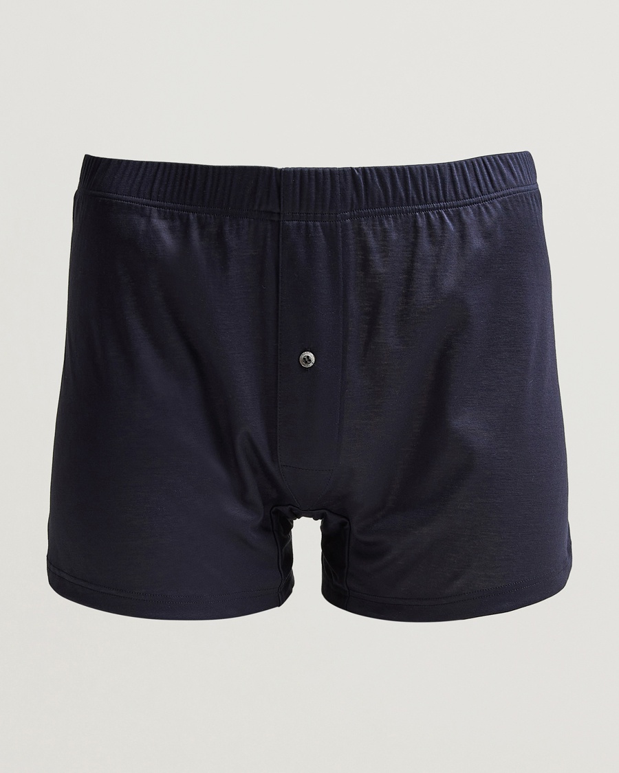Zimmerli of Switzerland Sea Island Cotton Boxer Shorts Navy – Blauw