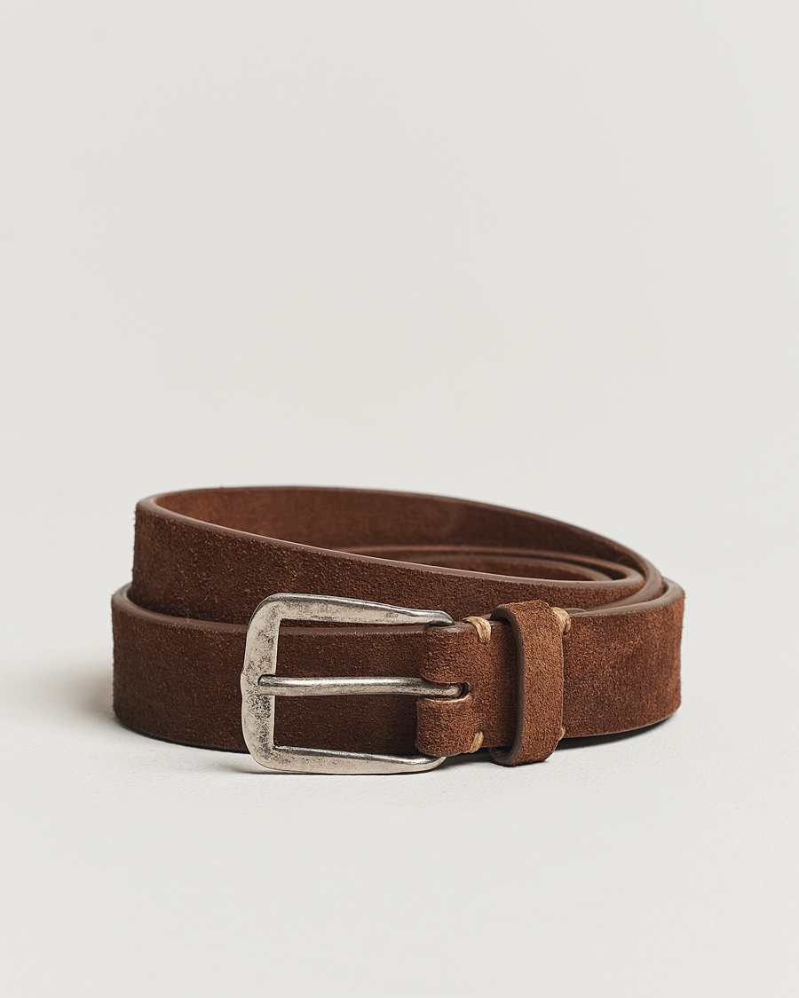 Massimo Alba Narrow Suede Belt Dark Brown – Bruin