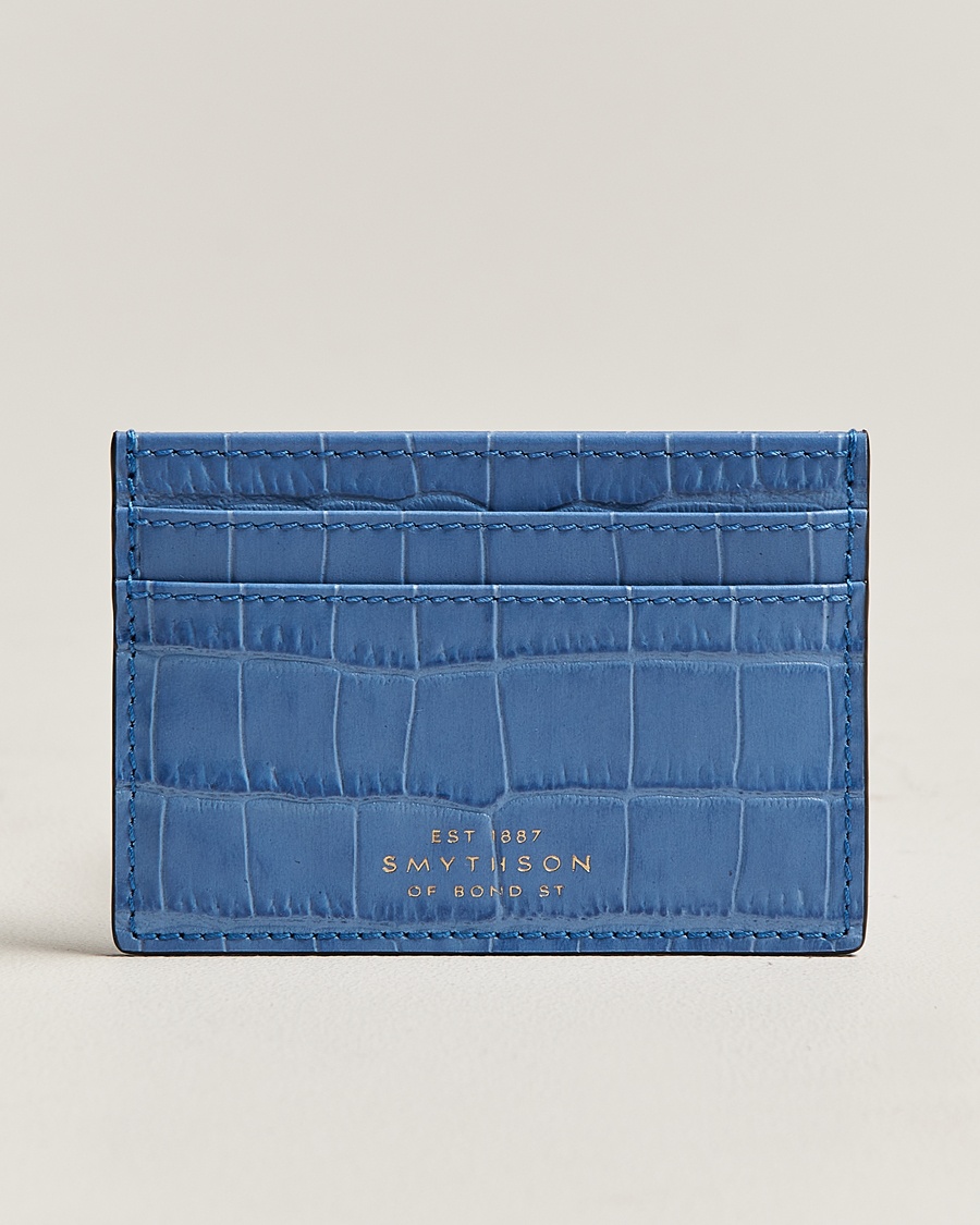 Smythson Mara Flat Cardholder Nile Blue – Blauw