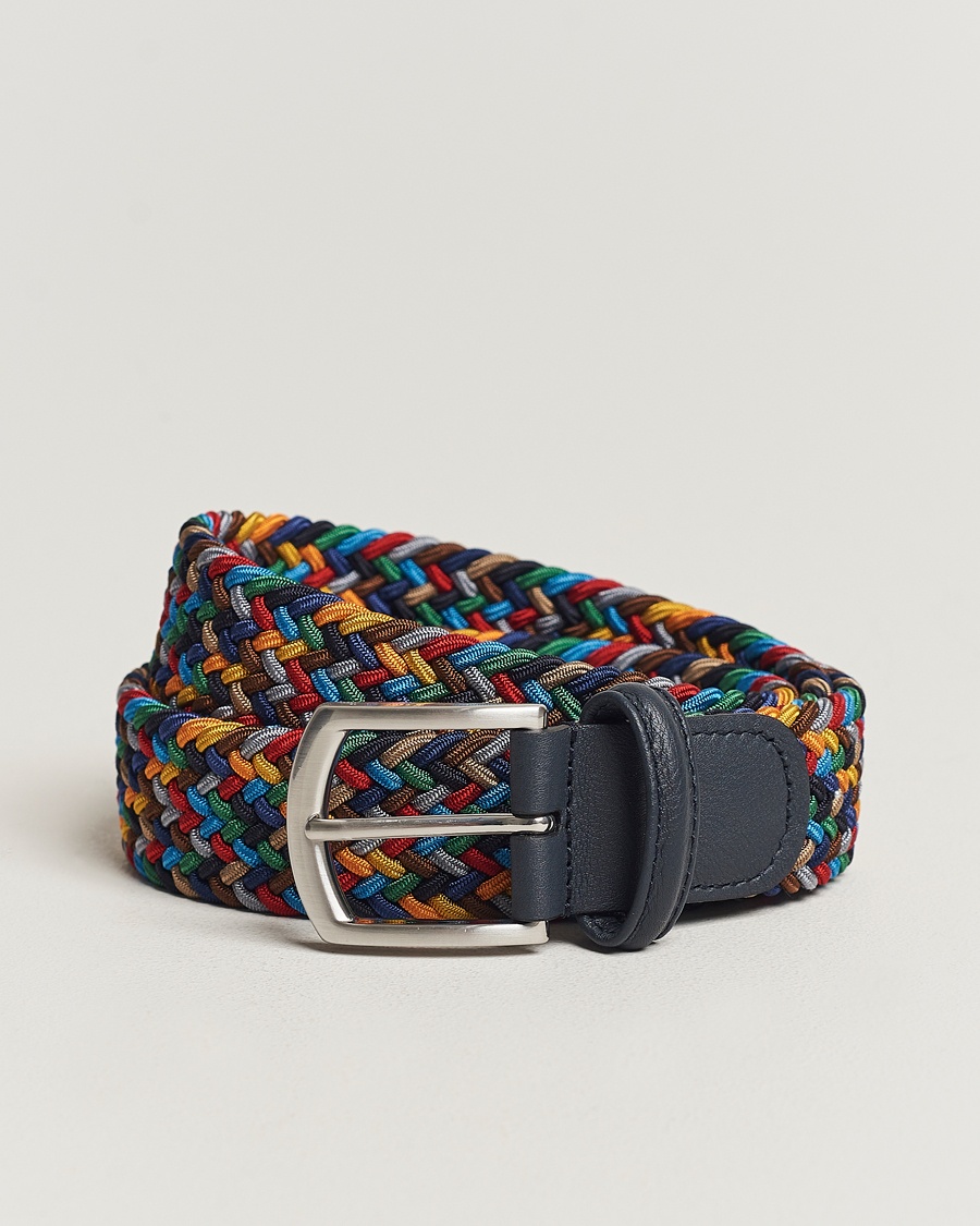 Anderson's Stretch Woven 3,5 cm Belt Dark Multi – Meerkleurig