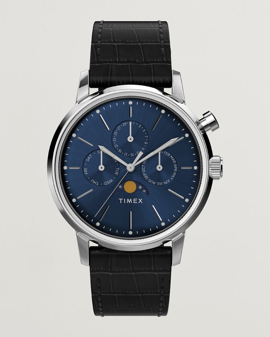 Timex Marlin Moon Phase Quartz 40mm Blue Dial – Blauw