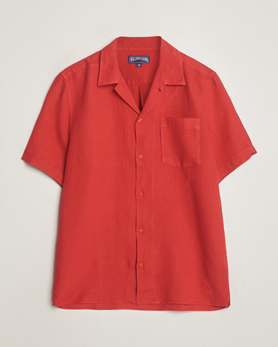 Heren | Overhemden | Vilebrequin | Carhli Resort Short Sleeve Shirt Mouline Rouge