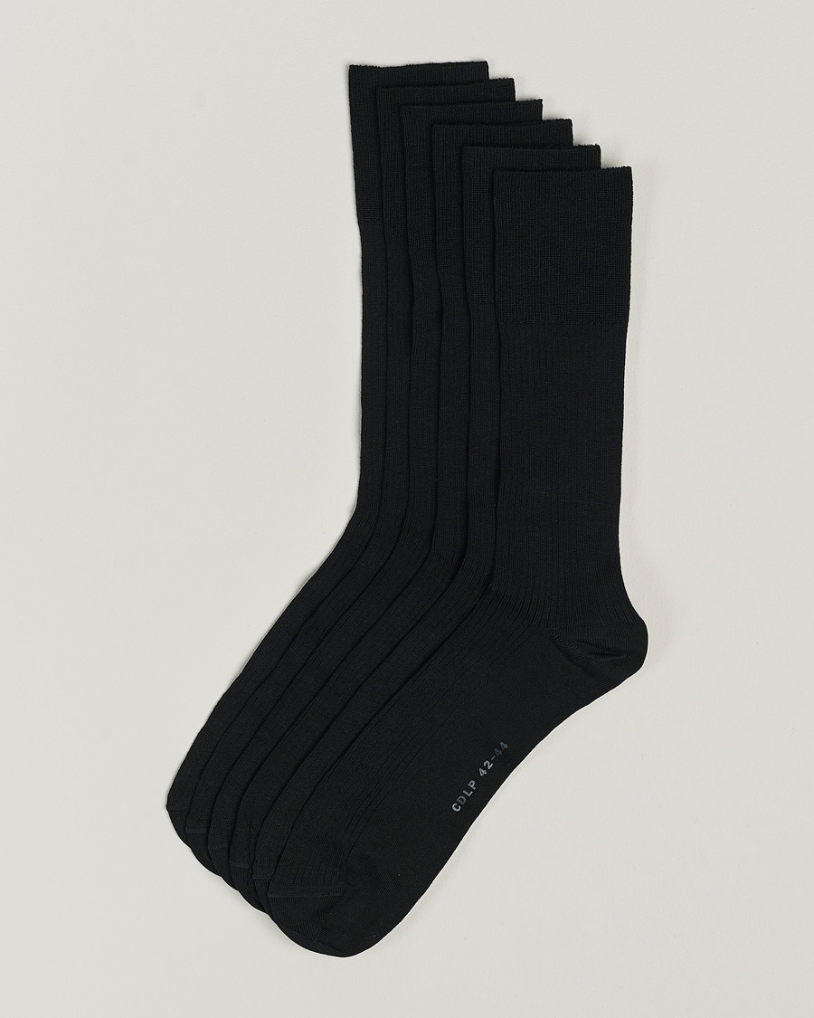 CDLP 6-Pack Cotton Rib Socks Black – Zwart