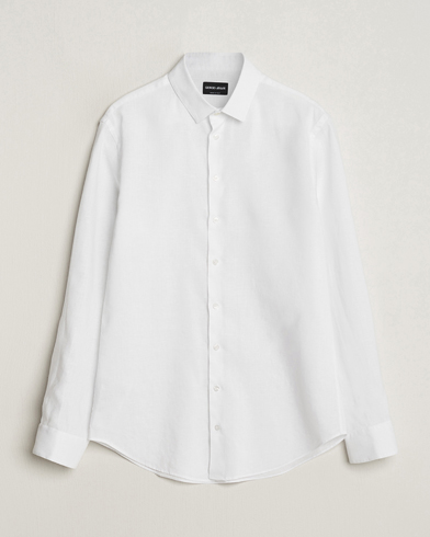 Heren | Overhemden | Giorgio Armani | Slim Fit Linen Shirt White