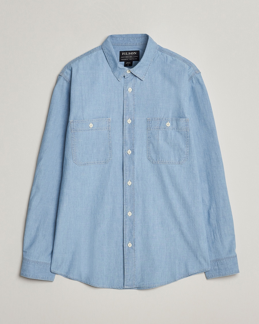 Filson Chambray CPO Shirt Light Indigo – Blauw