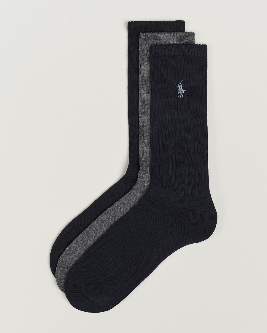Polo Ralph Lauren 3-Pack Crew Sock Navy/Charcoal/Black – Blauw