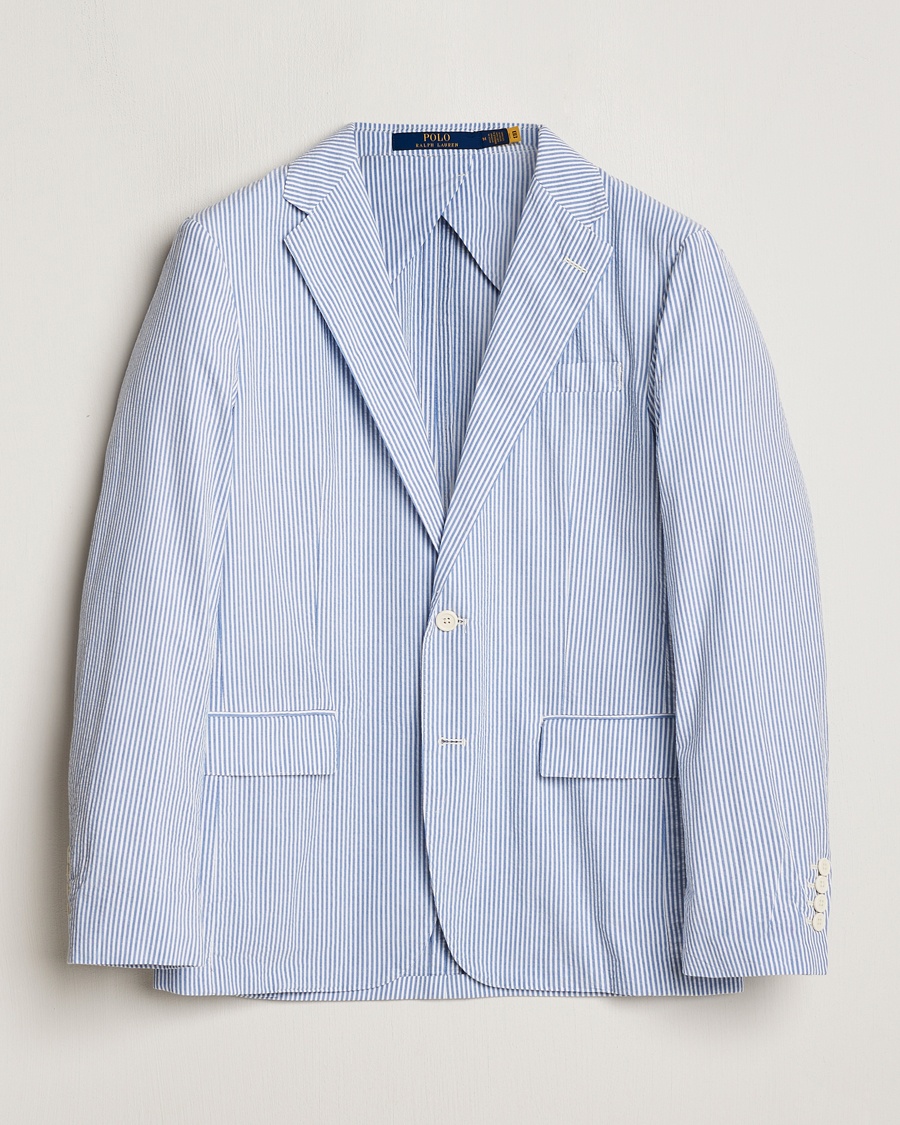 Heren | | Polo Ralph Lauren | Seersucker Sportcoat Bright Blue/White