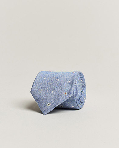 Heren |  | Amanda Christensen | Cotton/Silk/Linen Printed Flower 8cm Tie Blue