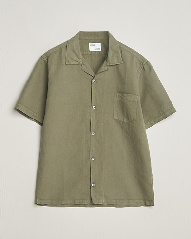 Heren | Overhemden | Colorful Standard | Cotton/Linen Short Sleeve Shirt Dusty Olive
