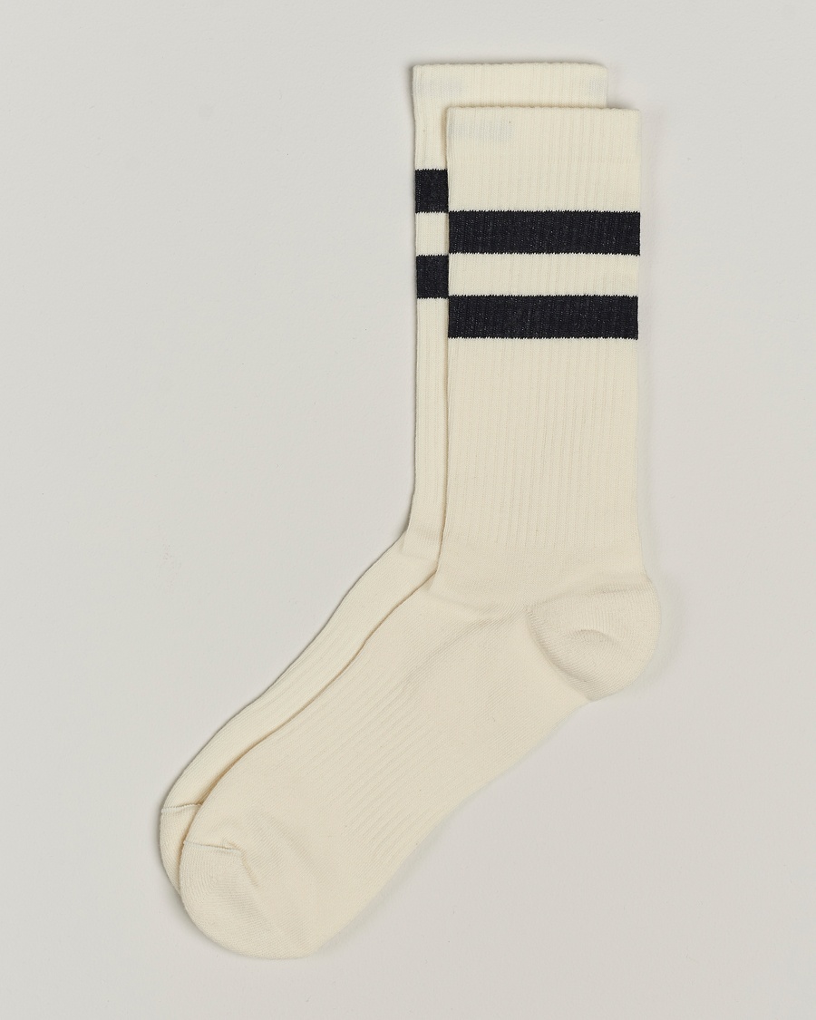 Sweyd Two Stripe Cotton Socks White/Black – Wit