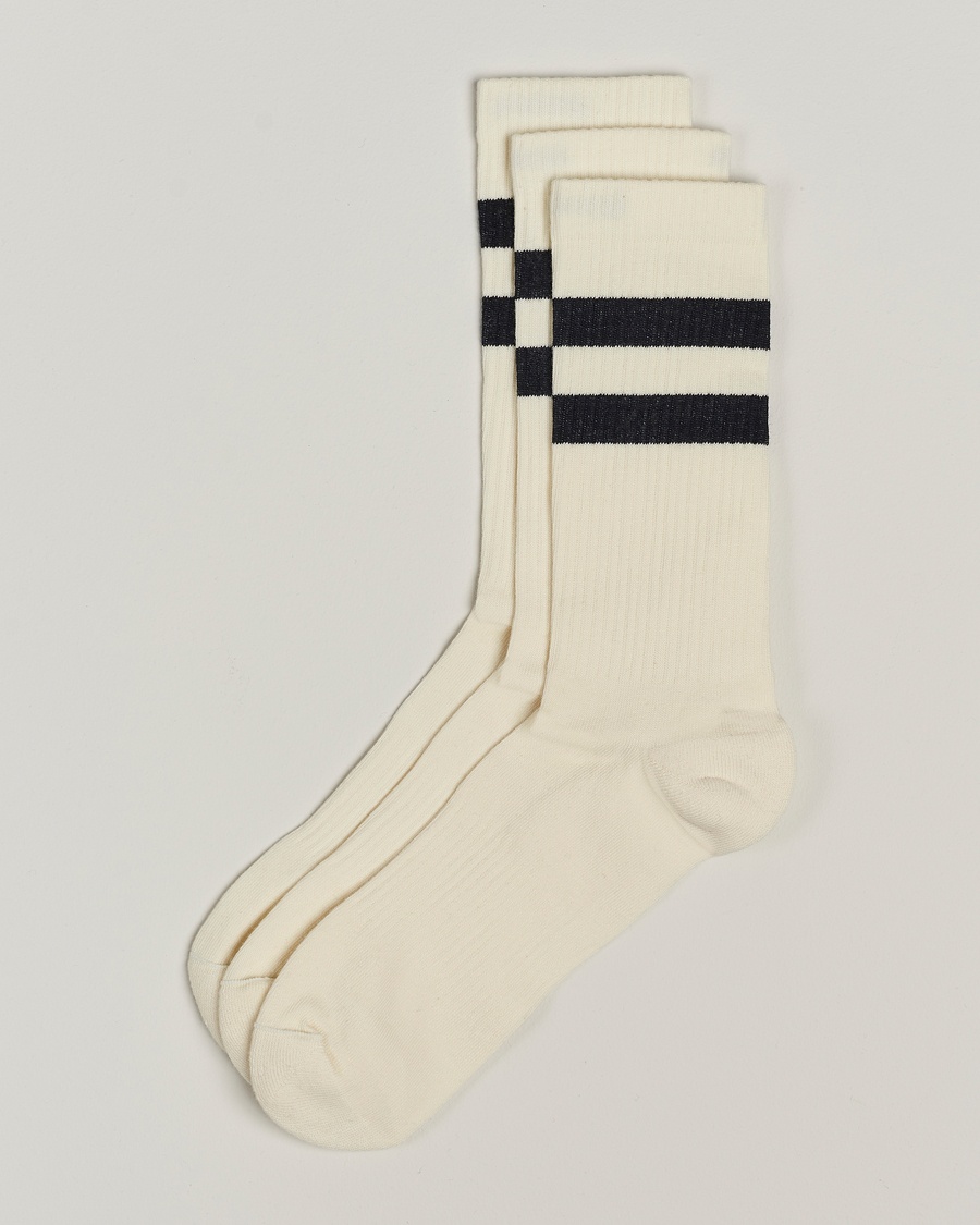 Sweyd 3-Pack Two Stripe Cotton Socks White/Black – Wit