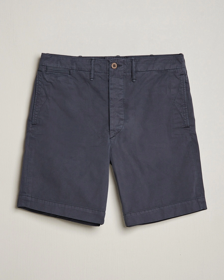 RRL Officers Flat Shorts Navy – Blauw