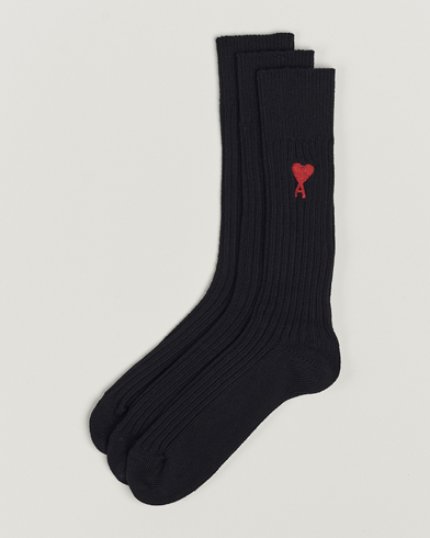 Heren | AMI | AMI | 3-Pack Heart Socks Black