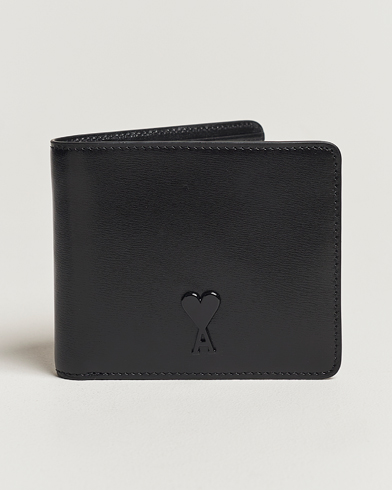 Heren | AMI | AMI | Tonal Heart Logo Leather Wallet Black