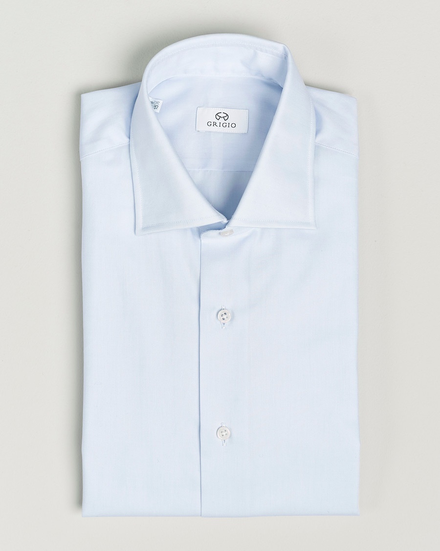 Heren | Zakelijke overhemden | Grigio | Cotton Twill Dress Shirt Light Blue