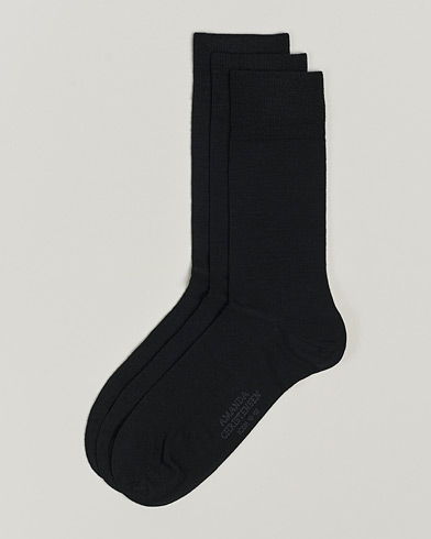 Heren |  | Amanda Christensen | 3-Pack Icon Wool/Cotton Socks Black