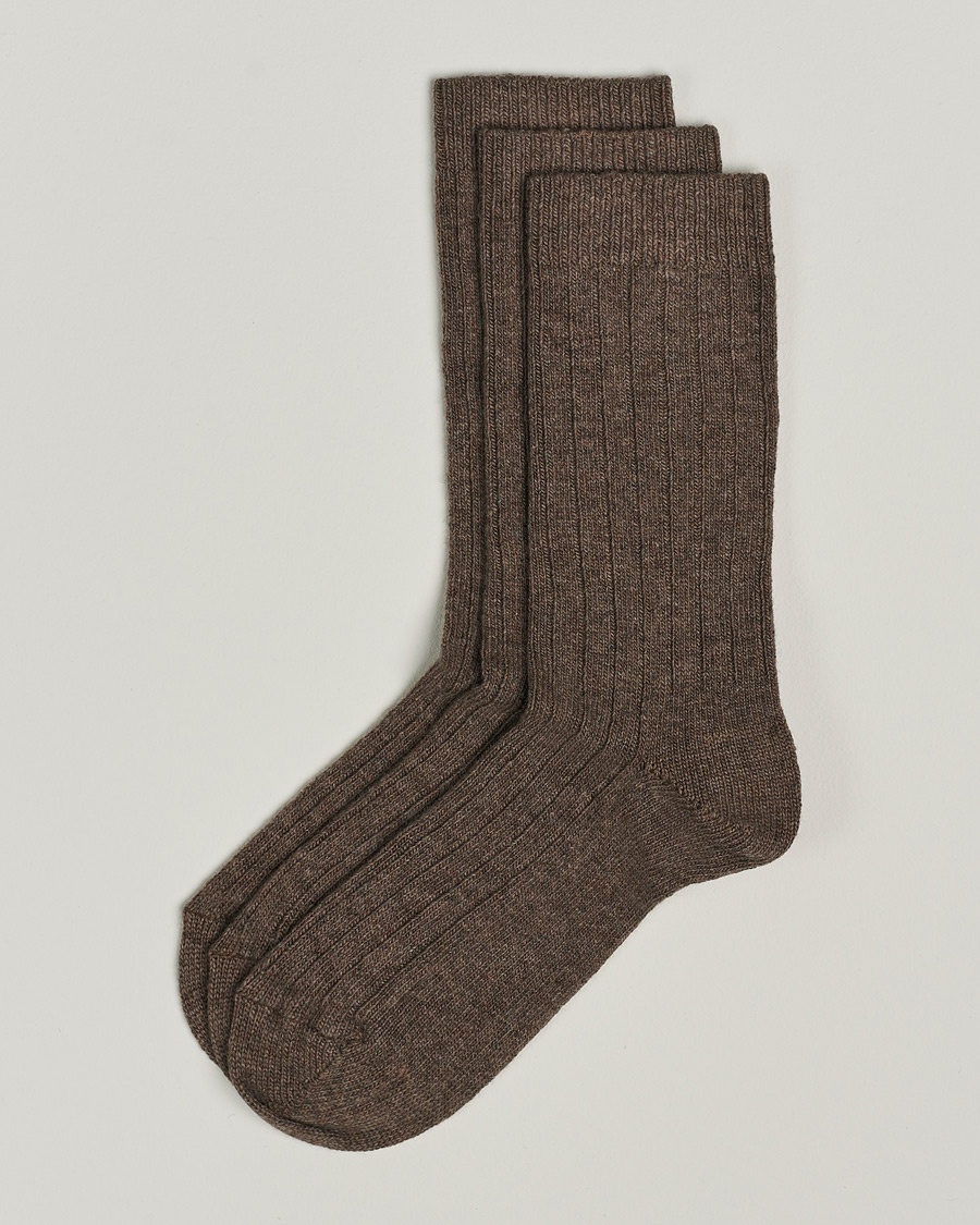 Amanda Christensen 3-Pack Supreme Wool/Cashmere Sock Brown Melange – Bruin