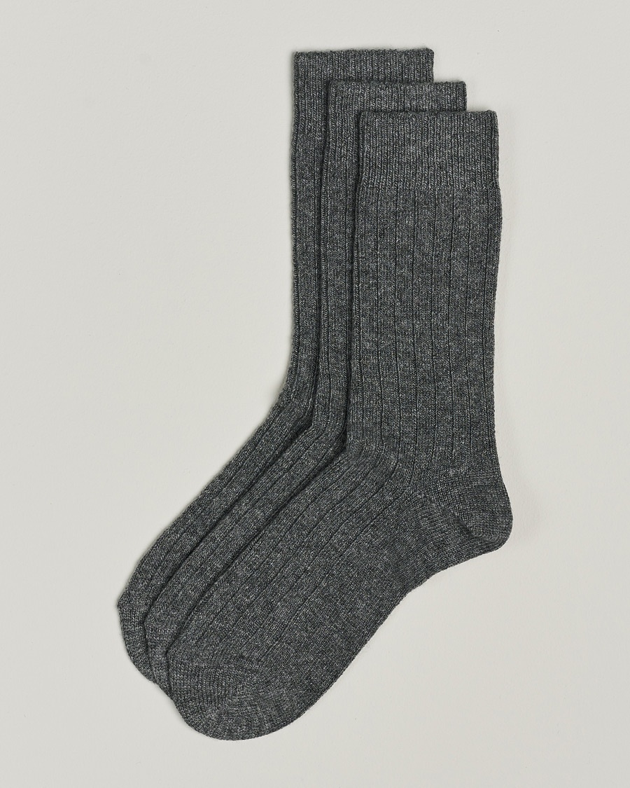 Amanda Christensen 3-Pack Supreme Wool/Cashmere Sock Grey Melange – Grijs