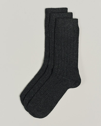Heren | Amanda Christensen | Amanda Christensen | 3-Pack Supreme Wool/Cashmere Sock Antracite Melange