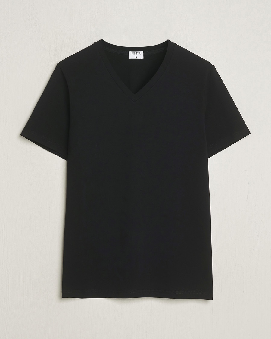 Filippa K Organic Cotton V-Neck T-Shirt Black – Zwart