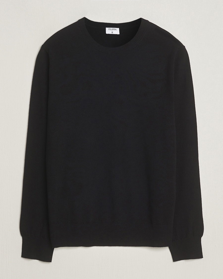 Filippa K Merino Round Neck Sweater Black – Zwart