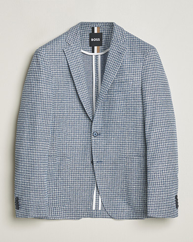Heren |  | BOSS BLACK | Hanry Jersey Linen Checked Blazer Bright Blue