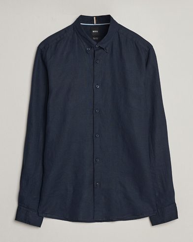 Heren |  | BOSS BLACK | Liam Linen Shirt Dark Blue