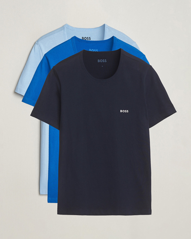 Heren | BOSS BLACK | BOSS BLACK | 3-Pack Crew Neck T-Shirt Blue