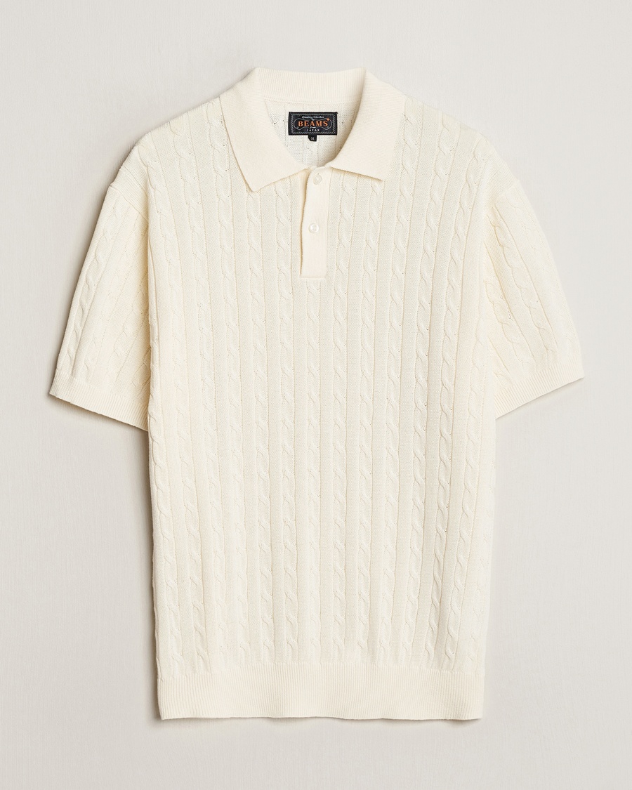 Heren | Heritage Corner | BEAMS PLUS | Short Sleeve Cable Polo Off White