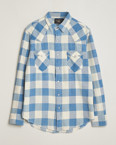 Heren | Overhemden | RRL | Buffalo Flannel Western Shirt Indigo/Cream
