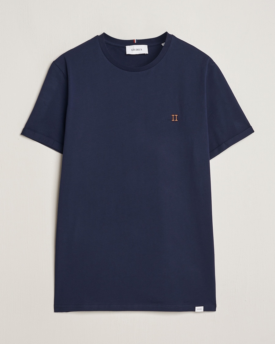 LES DEUX Nørregaard Cotton T-Shirt Navy – Grijs