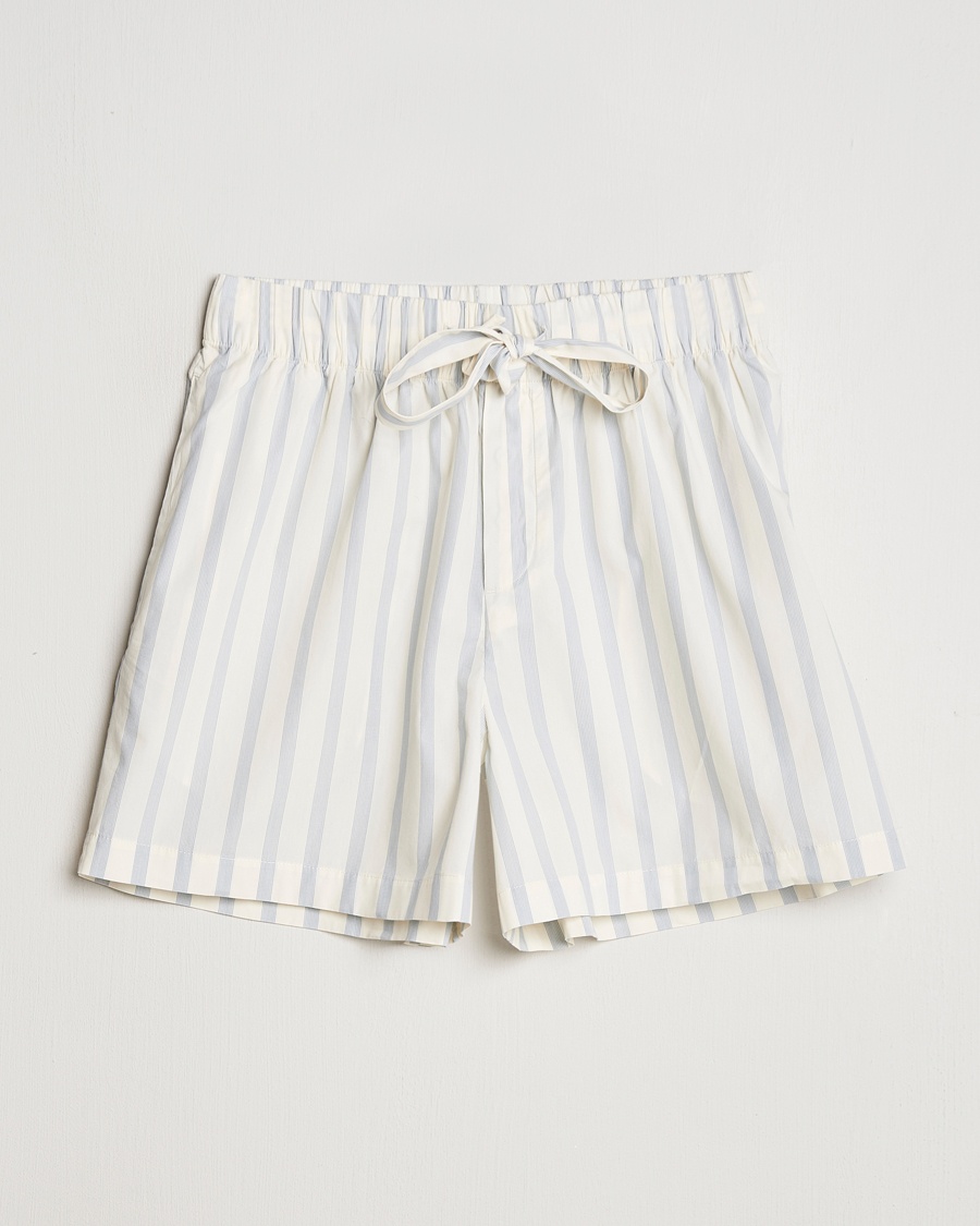 Tekla Poplin Pyjama Shorts Needle Stripes – Blauw