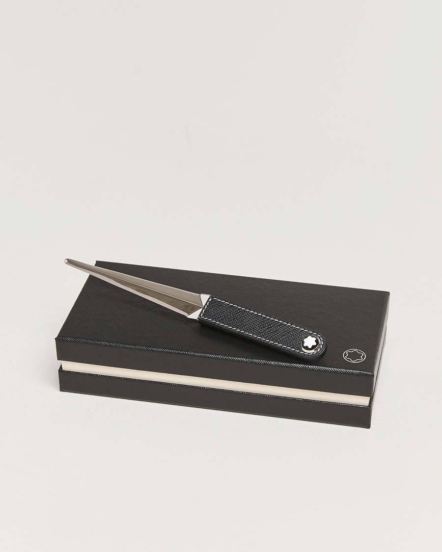 Montblanc Letter Opener in Steel and Leather Black – Zwart