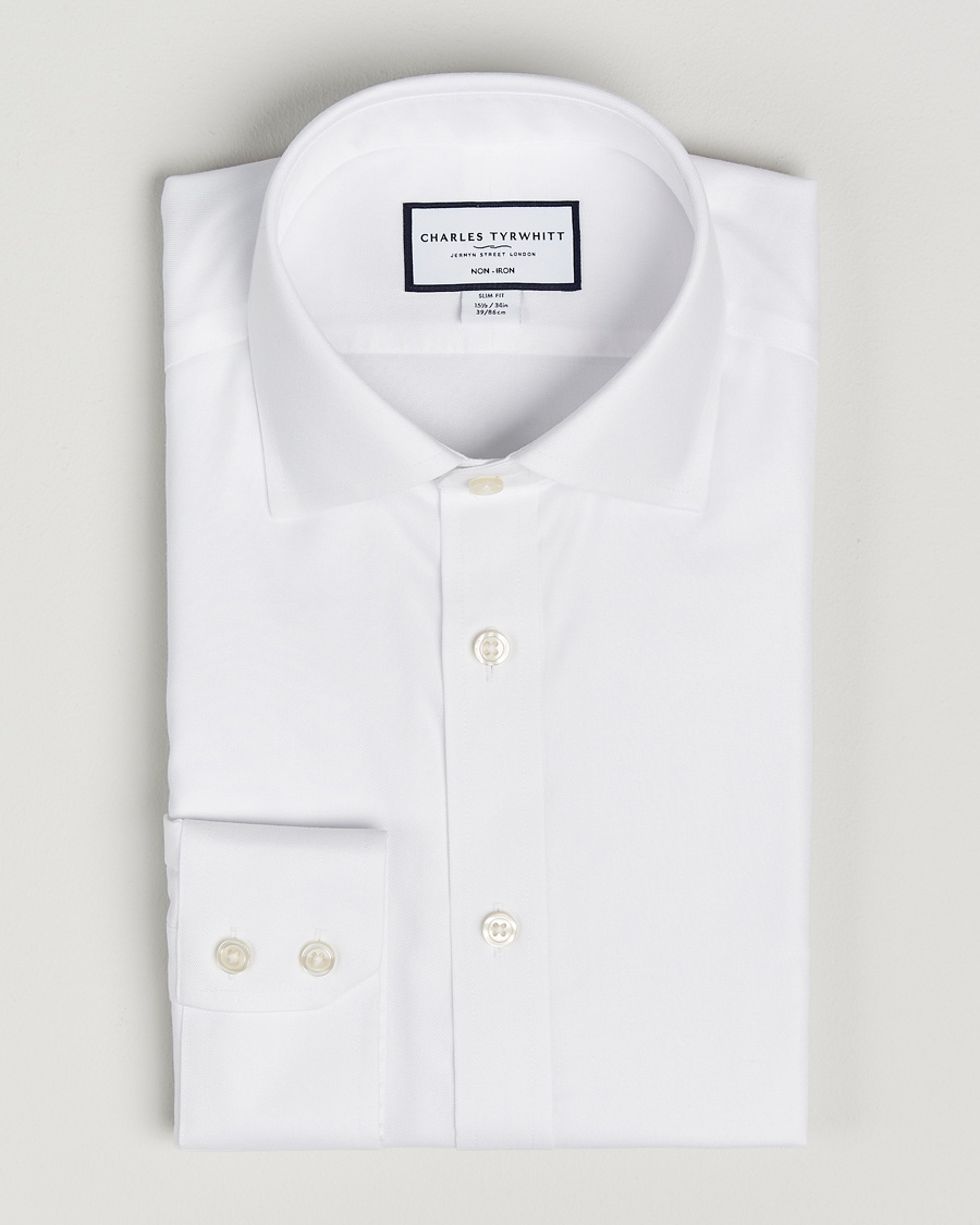 Charles Tyrwhitt Slim Fit Non Iron Cotton Twill Shirt White – Wit