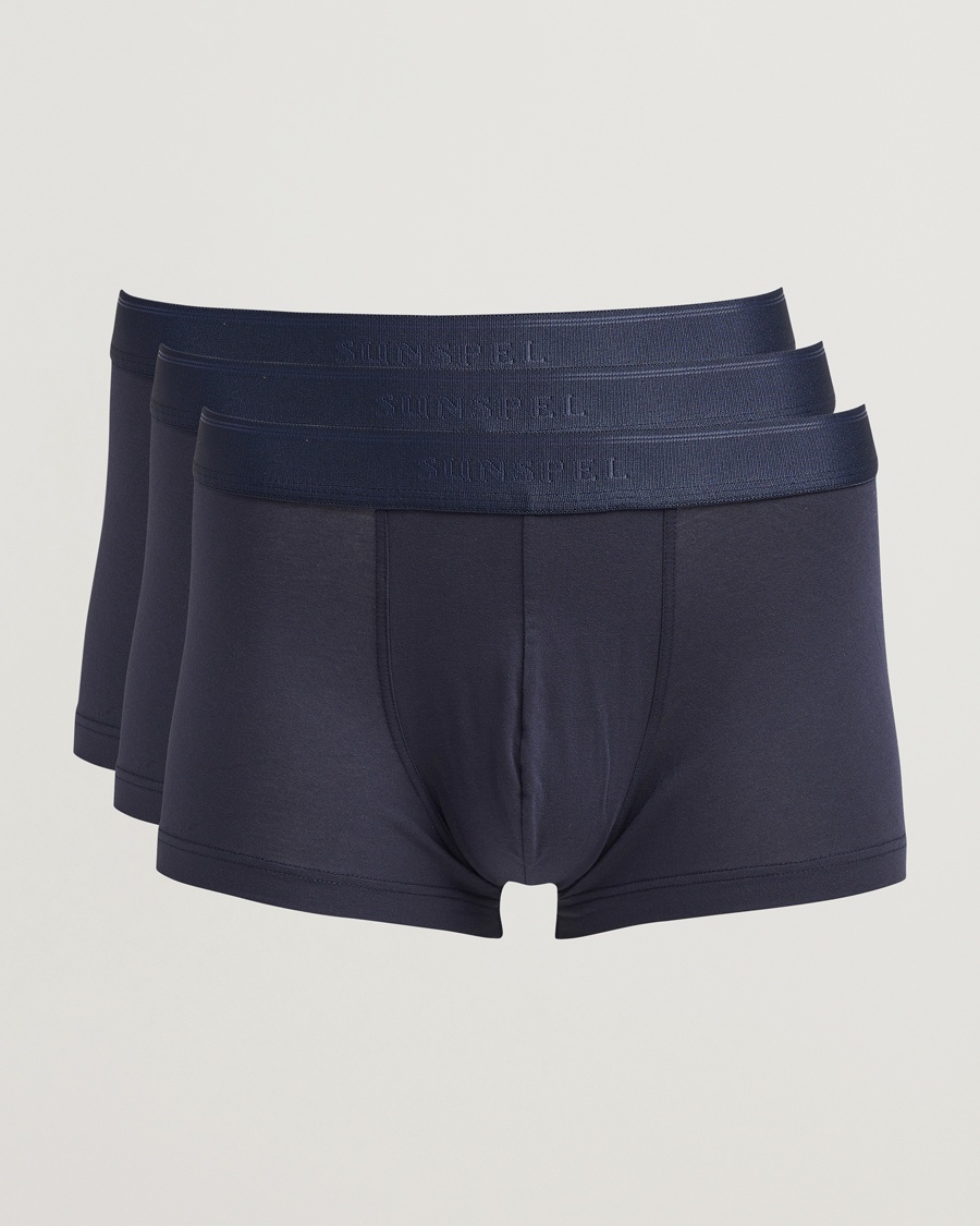 Sunspel 3-Pack Cotton Stretch Trunk Navy – Blauw