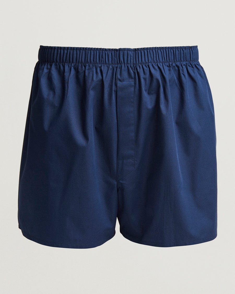 Sunspel Classic Woven Cotton Boxer Shorts Navy – Blauw