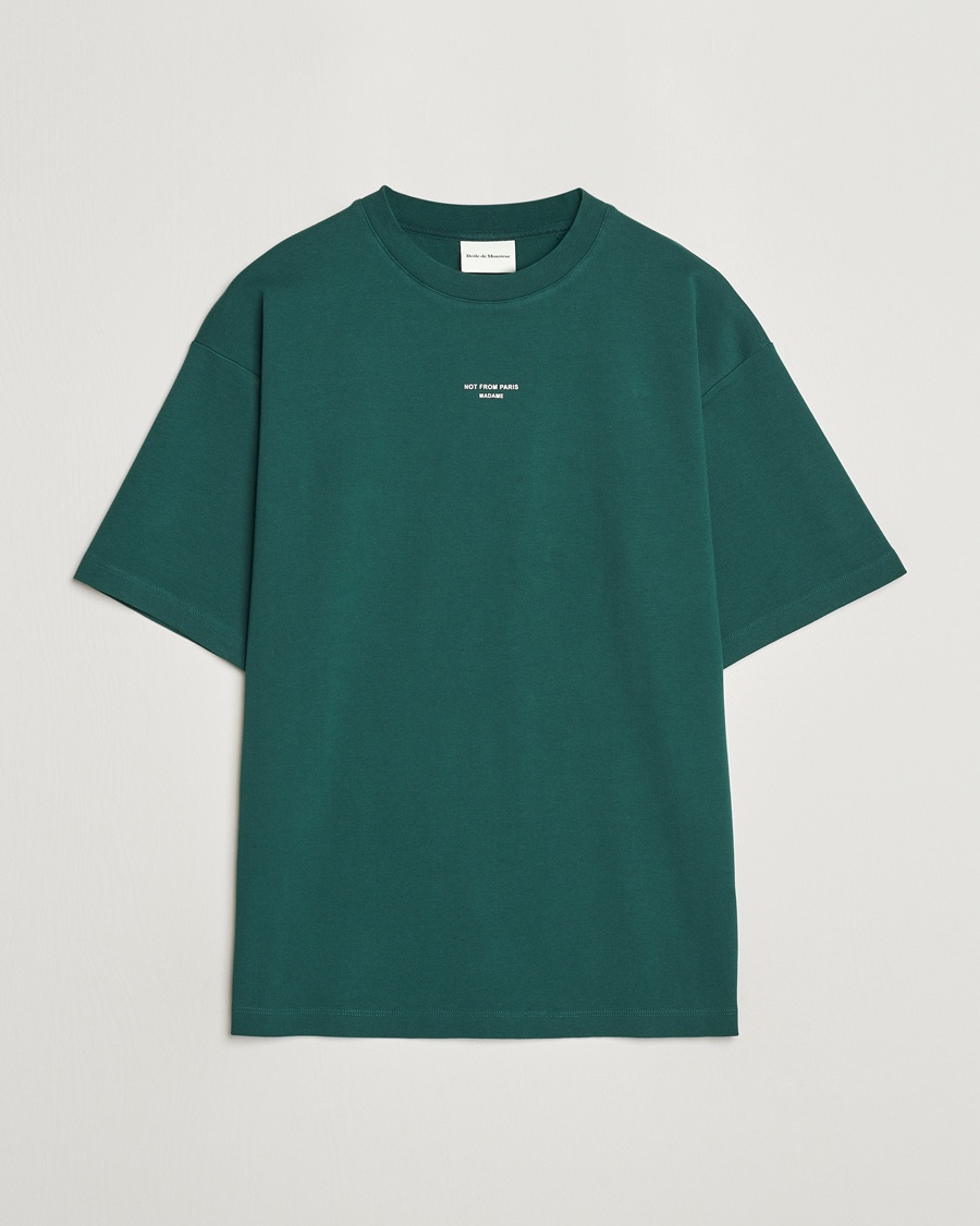 Drôle de Monsieur Classic Slogan T-Shirt Dark Green – Groen