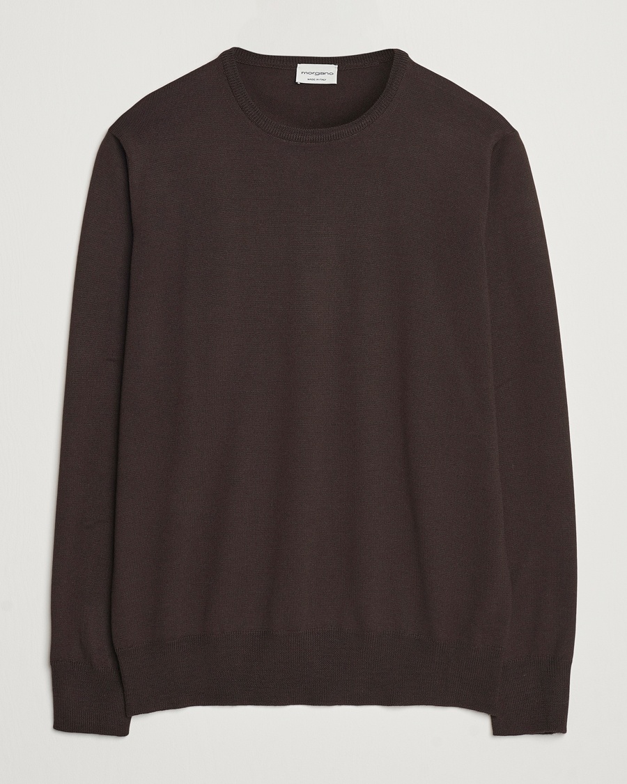 Morgano Extra Fine Merino Wool Crewneck Dark Brown – Bruin