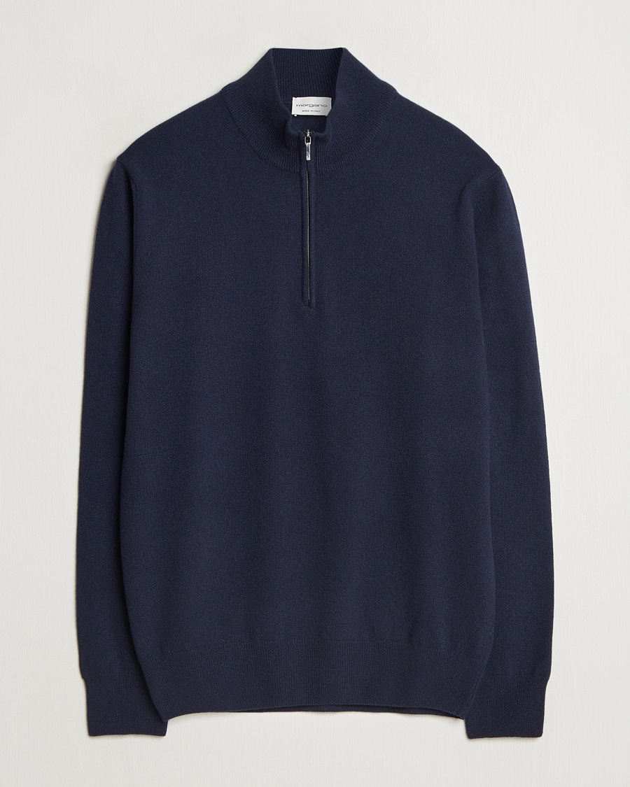 Morgano Wool/Cashmere Half-Zip Navy – Blauw