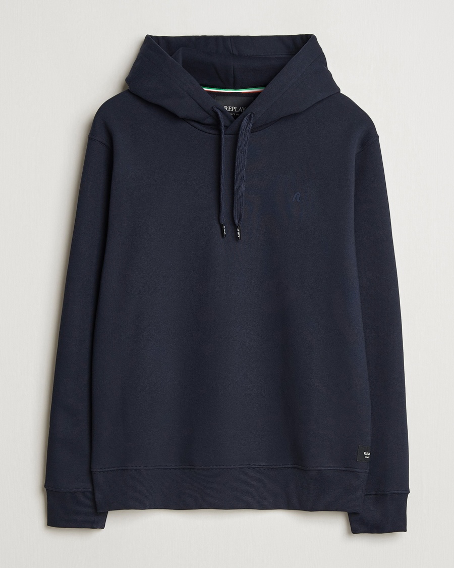 Replay Tonal Logo Hoodie Navy – Blauw